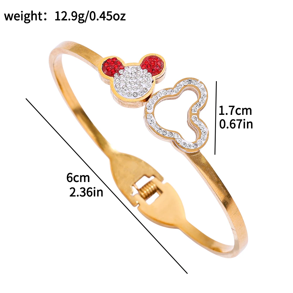 رائعة السيدات الكرتون ميكي جوفاء خارج حجر الراين سوار مفتوح عصري ساحر هدية عيد ميلاد للأصدقاء #6