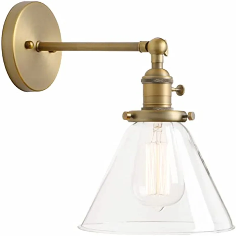 

Vintage style industrial brass wall lamp metal wall lamp with glass shade