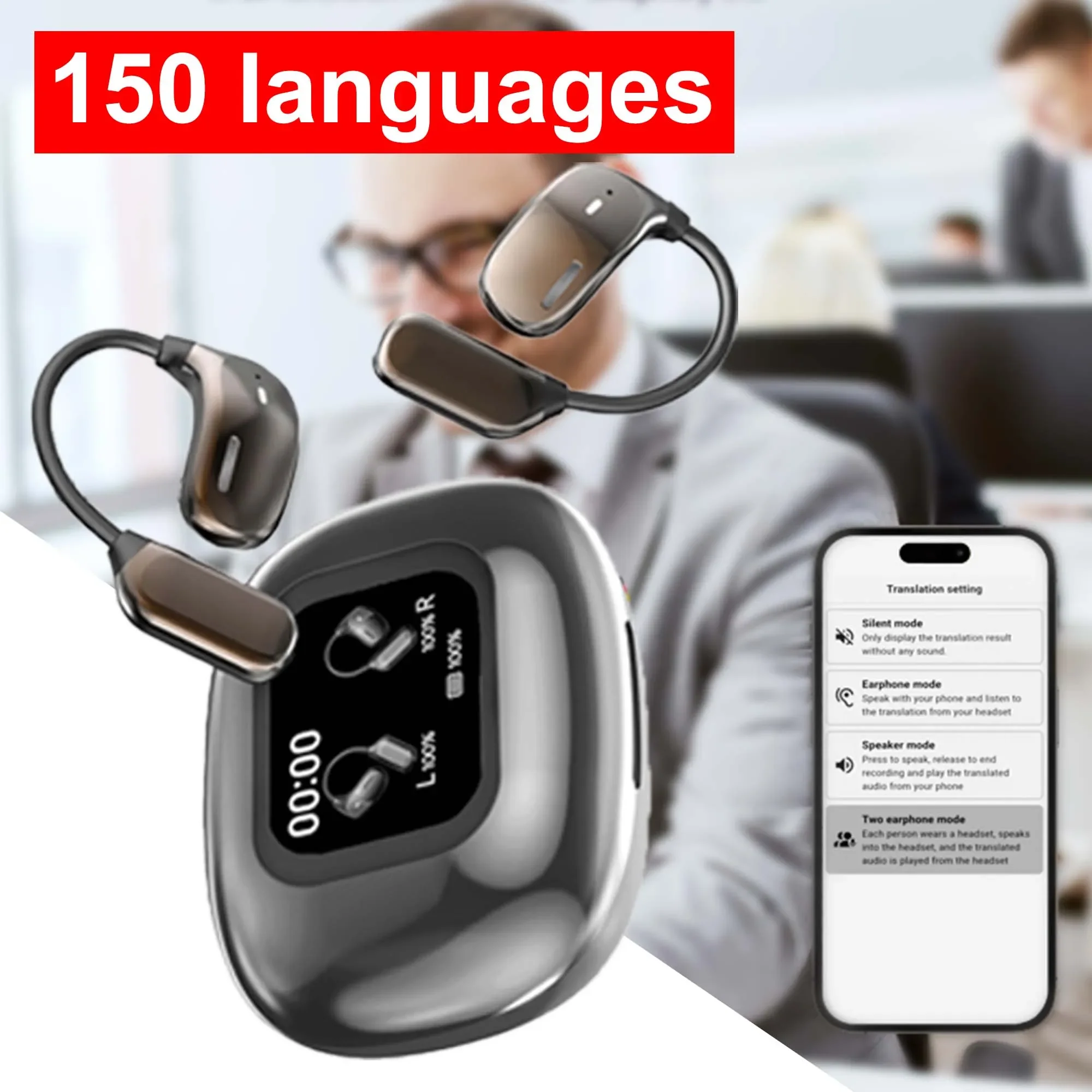 

Face To Face Communication Smart Ai Language Translator Earphone Meeting Record Wireless Bluetooth Translation Machine Equipment