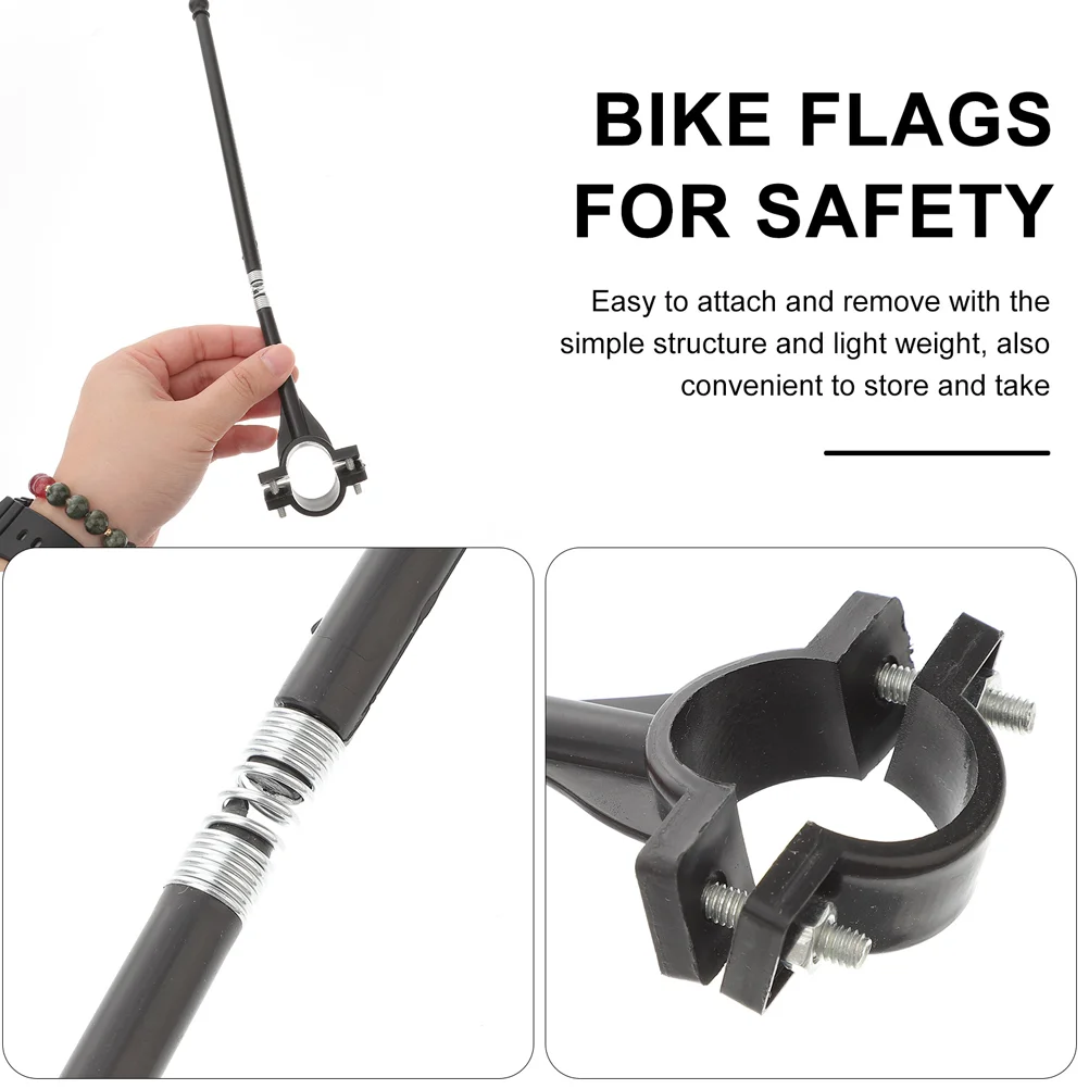 2 Pcs Bicycles Flagpole Stand Holiday Mounts Cycling Handlebar Flagpoles Desktop outside Display Black Durable Holder Child