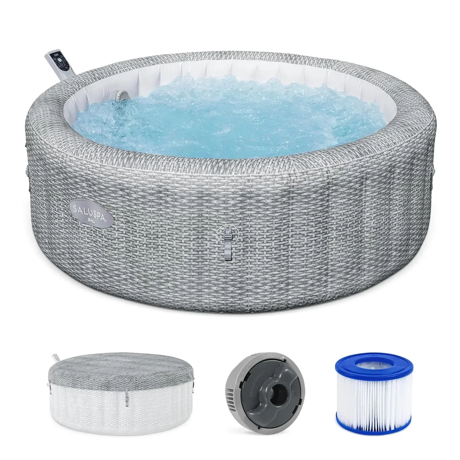 

SaluSpa Bali 4 to 6 Person Inflatable Hot Tub, Round Energy-Efficient Portable Outdoor Spa with 140 AirJets, 77" x, Customized