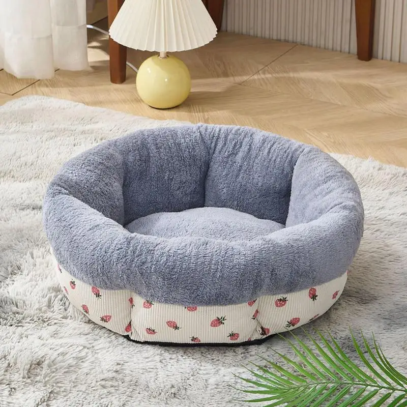 Small Dog Bed Warm Round Donut Pet Bed For Cats Or Small Dogs Machine Washable Calming Soft Cat Bed All Seasons Warm