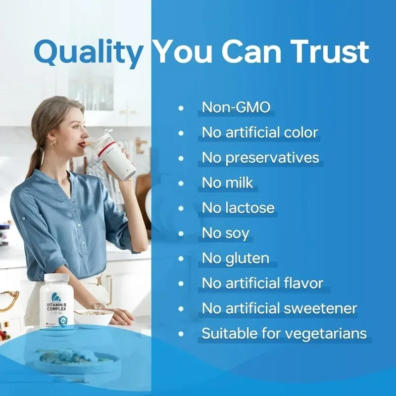 

Витамин Б Комплекс-А-комплекс Витаминная добавка, поддерживает спокойствие энергии, 60 капсул