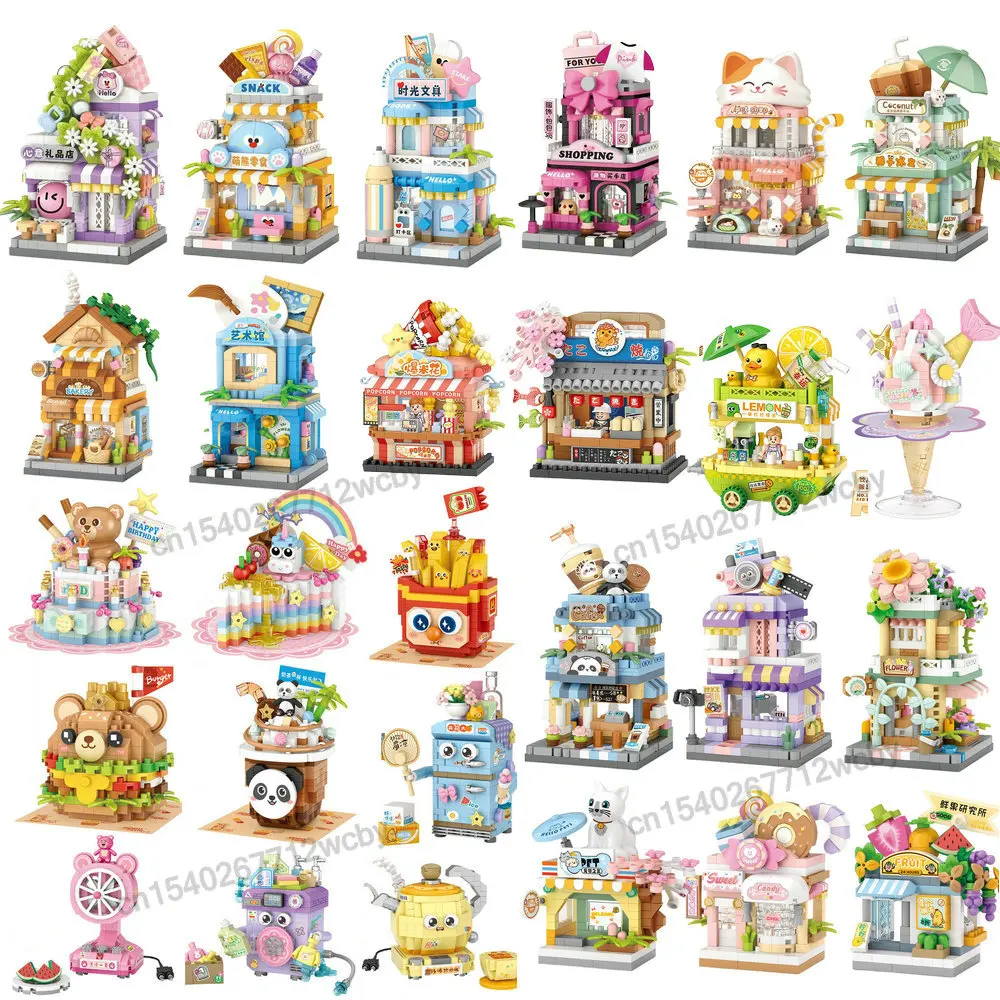 Bloques de construcción de casa para niños, electrodomésticos, tienda de postres, vista de la calle, aperitivos, juguetes para niños, regalos para niñas compatibles con Lego
