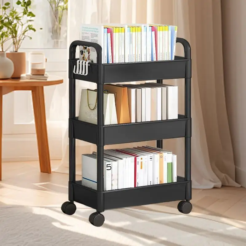 Household Multi-layer Small Cart Storage Rack Floor To Floor Kitchen Bedroom Bathroom Storage Rack With Wheels Rolling Cart