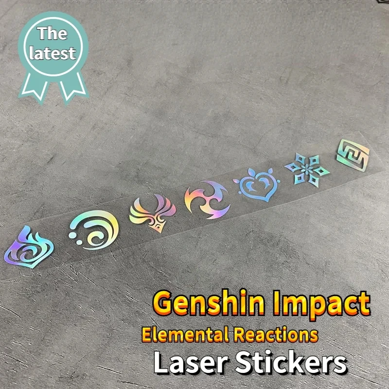 

Genshin Impact Colorful Reflective Laser Car Decoration Stickers Element Reaction Multicolored Transparent Sticker DIY Decor