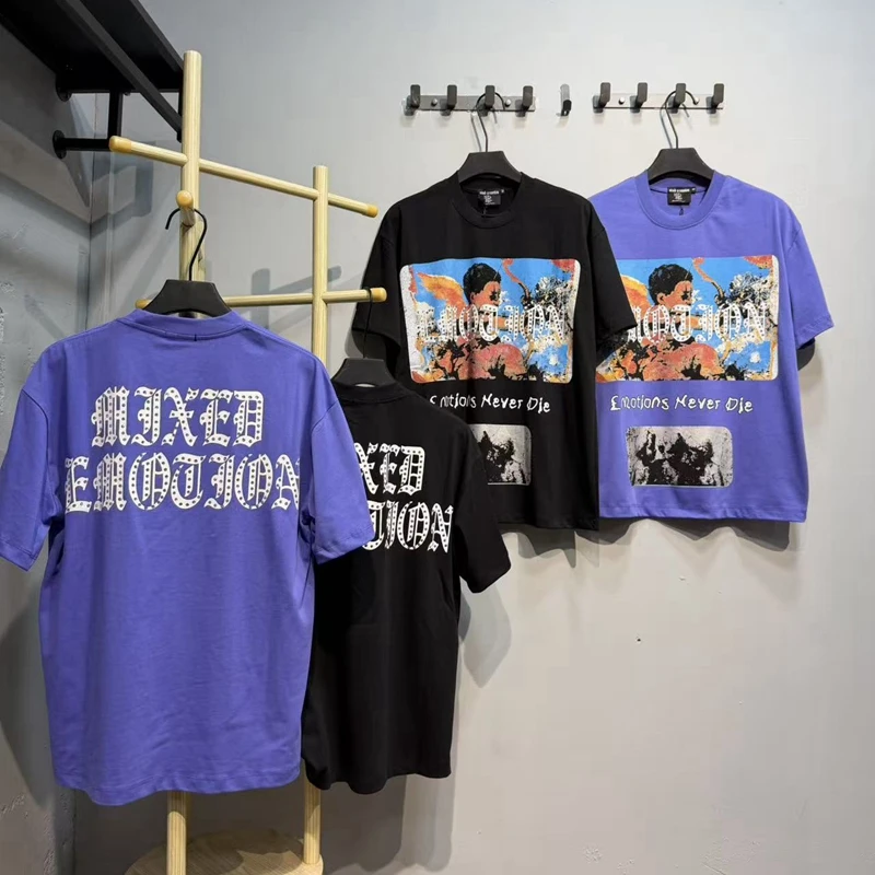 T-Shirt mit Strass-Engel-Print für Männer, Baumwoll-Grafik-T-Shirt, Retro-Punk-Urban-Streetwear, Sommer-Freizeitkleidung, Kurzarm-Oberteil – Detail 4