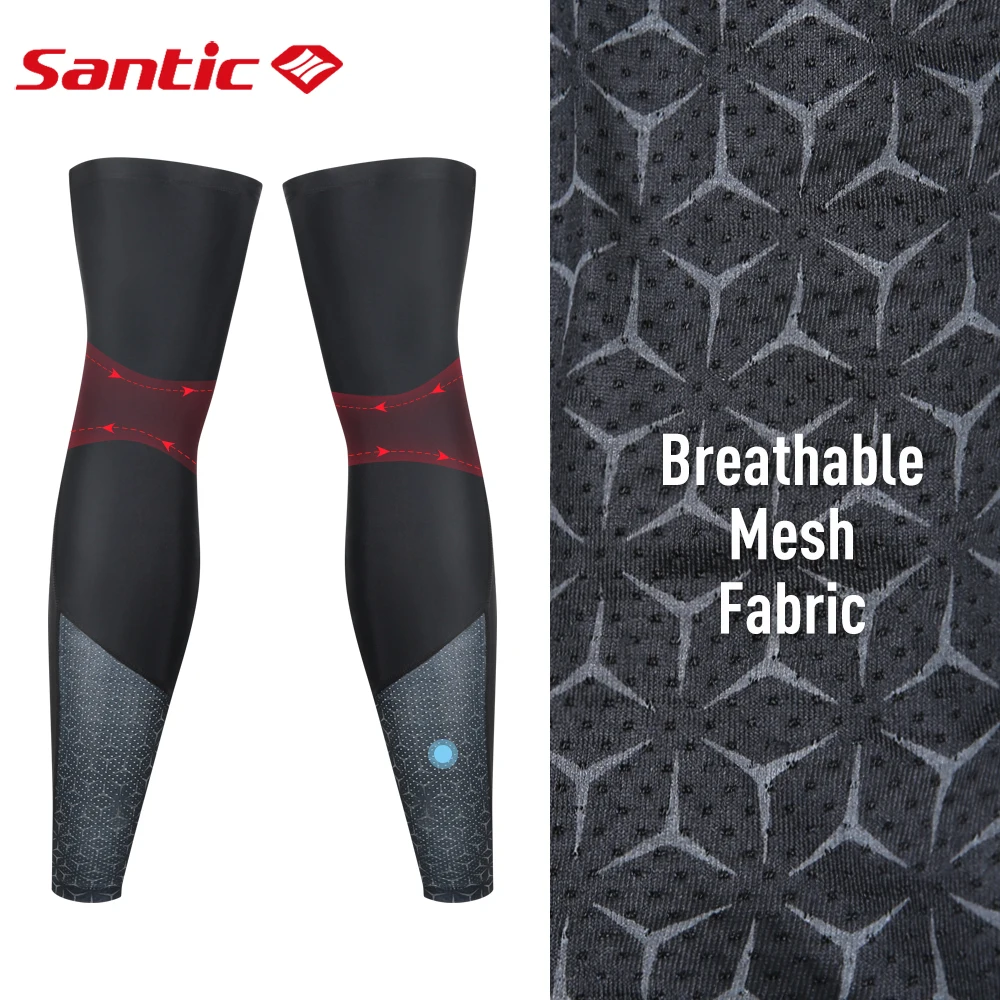 Santic Summer Cycling Running Legs Sleeve Anti UV Quick Dry Knee Protection Non-Slip Compression Leg Warmers Cooling Sports Gear