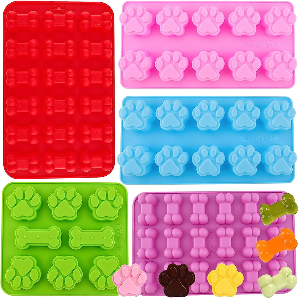 

1PC Chocolate Silicone Mold Sugar Paste Puppy Dog Paw Bone Biscuit Fondant Baking Mould Ice Cubes Trays Kitchen Accessories