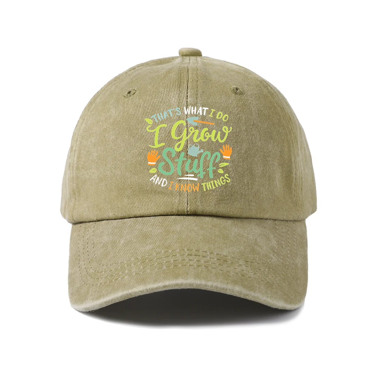 Garden Grow Stuff Quote Graphic Baseball Cap, Vintage Washed Adjustable Unisex Dad Hat, Casual Gift