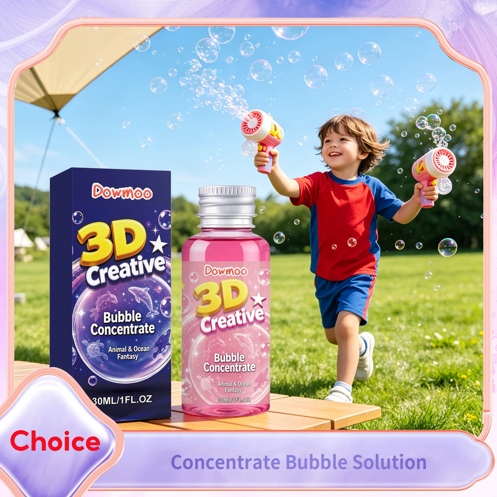 Concentrated Bubble Solution for All Bubbles Blower Pink Purple Bubbles Gun Supplement Just Add Water Kids Bubble Toys Refills