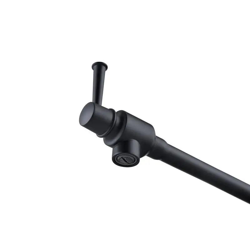 صنبور حشو وعاء مثبت على الحائط - صنبور حوض مطبخ قابل للطي وقابل للتمدد مع فتحة واحدة ومقابض مزدوجة، لمسة نهائية سوداء غير لامعة #3