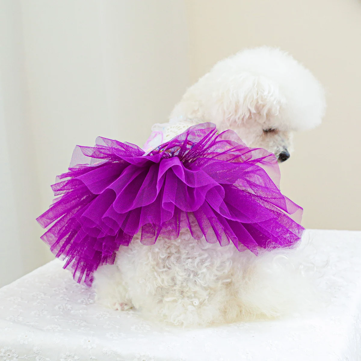 1PC Pet Clothing Spring and Autumn Purple Butterfly Fairy Wedding Dress Princess Dress Suitable for Small and Medium sized Dogs