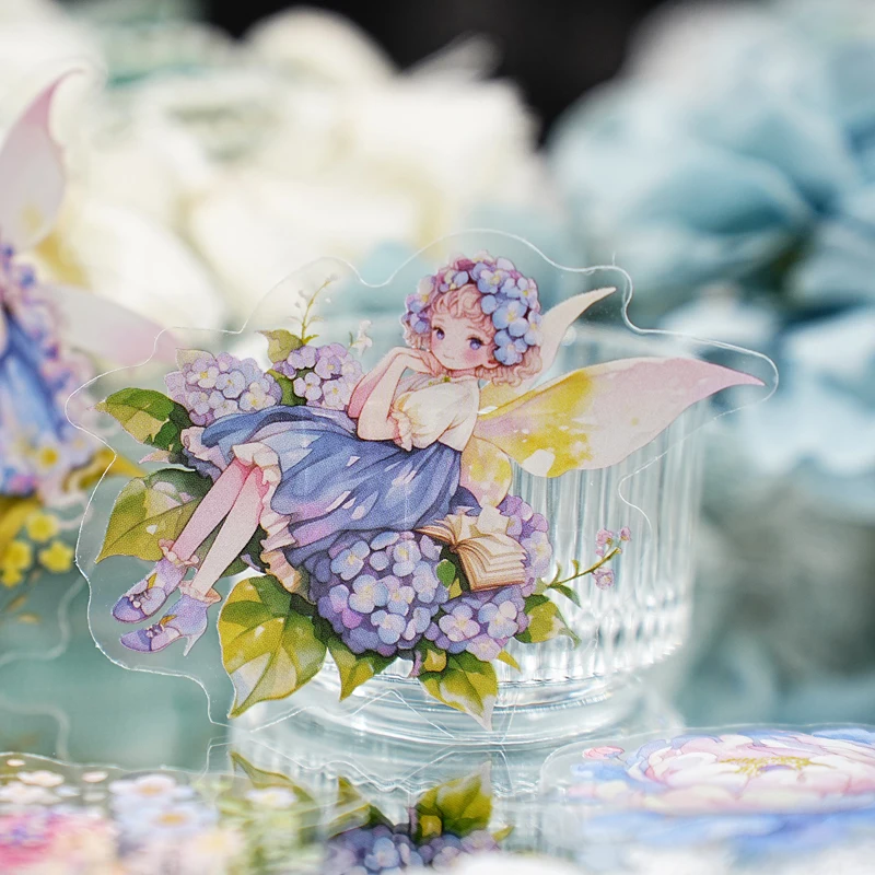 12 عبوة/مجموعة ملصق PET مزخرف لطيف وجميل من سلسلة The Song of Flower Fairy #6