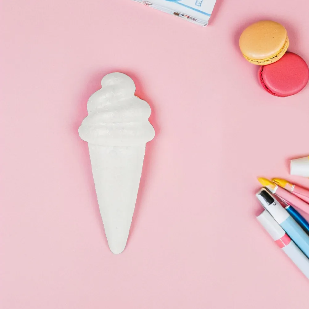 7Pcs Ice Cream White Polystyrene Foam Cones DIY Models for Summer Wedding Party Craft Decoration Polystyrene Shapes