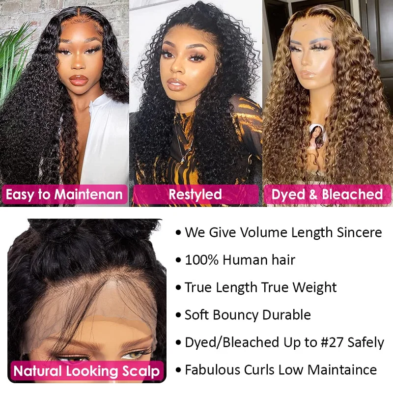 Deep Wave Frontal Wig 13x6 Hd Lace Deep Wave Human Hair Wig Curly Human Hair Wigs For Women Glueless Lace Front Human Hair Wig