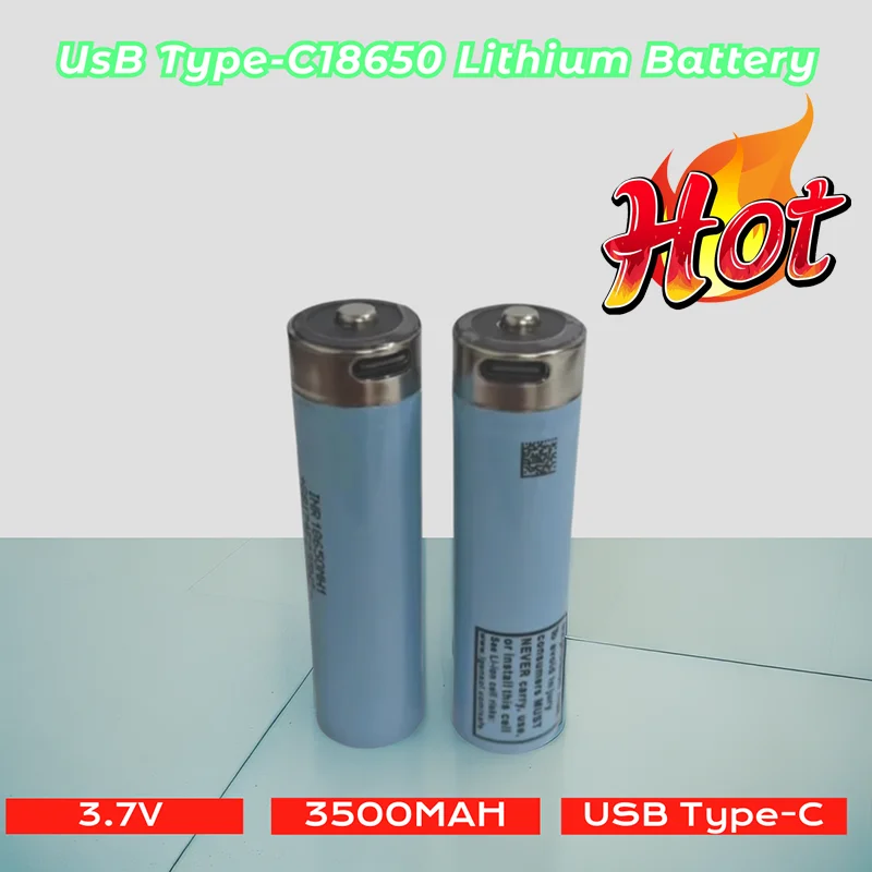 3500mAh  3.7V 18650 Battery INR18650MH1 Lithium Rechargeable USB TYPE-C Support Reverse Charging for Android Phone Charging