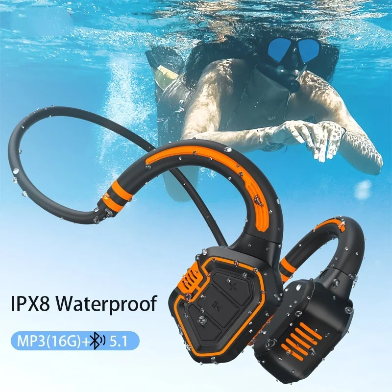 Top Bone Conduction Earphone IPX8 Waterproof Wireless Headphones Sports Outdoor Running Earbuds Bluetooth 5.1