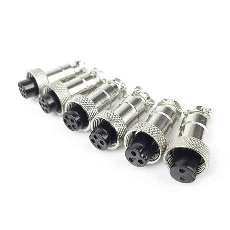 1 Set GX12 Nut Type Male & Female Electric Wire Panel Connector 2/3/4/5/6/7 Pin 12mm Circular Power Aviation Socket & Plug NEW