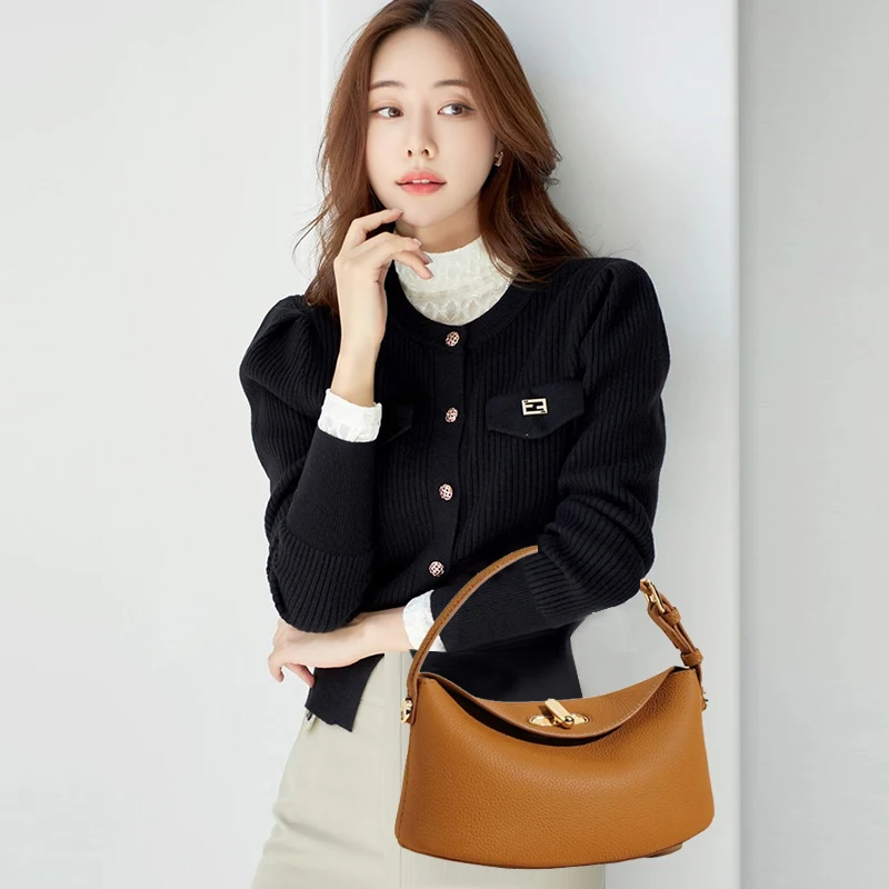 

Новинка осени 202, легкая повседневная сумка через плечо, кожаная модная простая женская сумка через плечо, универсальная женская сумка из воловьей кожи