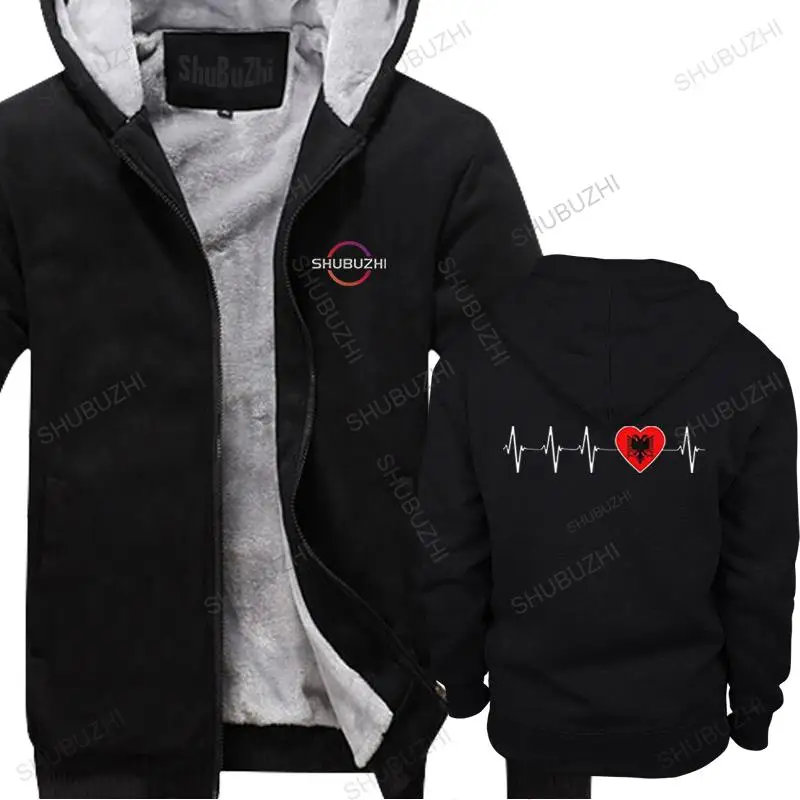 new Trendy Albanian Heartbeat Albania Flag hoodies Men fall Printed fall Fashion thick Loose Fit Cotton fleece Merchandise