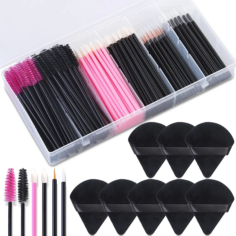 248  pcs disposable makeup tool suits, with triangular makeup puff, mascara stick, lip brush, eyeliner brushing makeup set