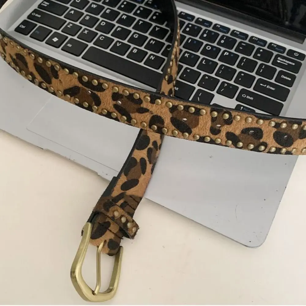 Fashion Designer Rivet Waist Belt Punk Style Y2k Leopard Print Belt American Gothic Women's Waist Belt Spicy Girls