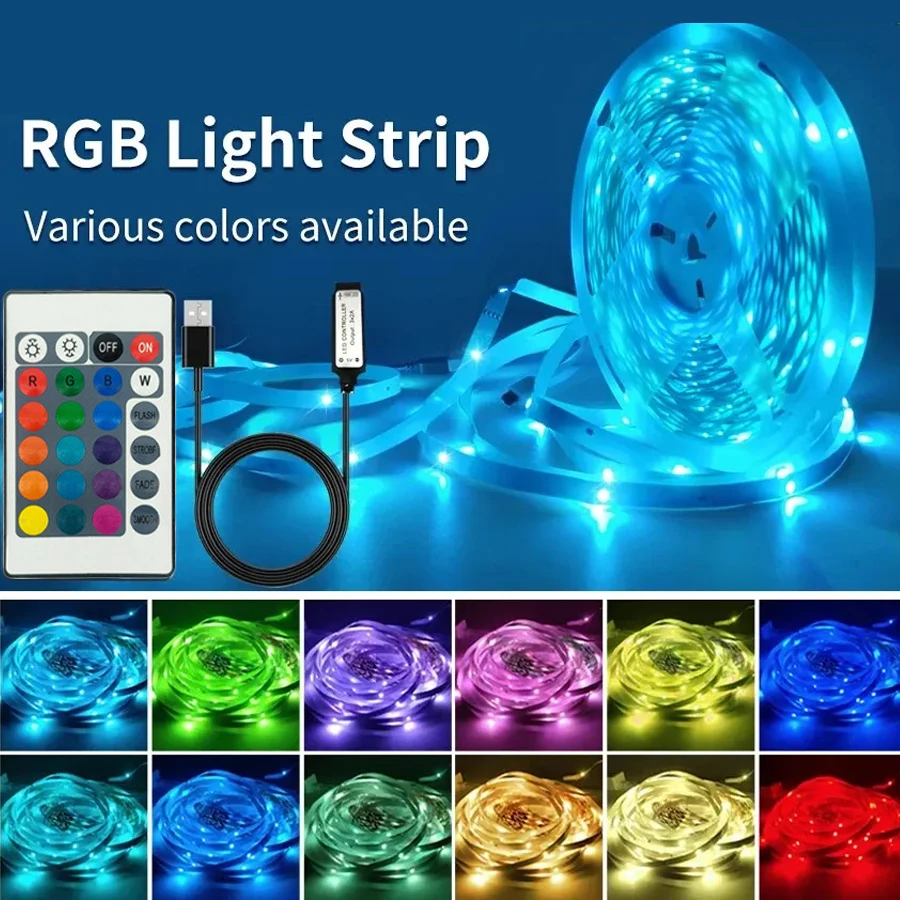 5M 3535 5V LED Light Strip RGB Flexible Tape Mini Control Dimmable Christmas Tree DIY Light for Home Room Decor TV BackLight