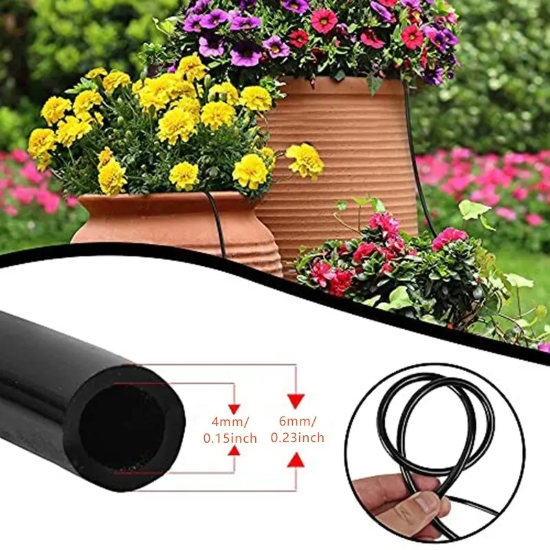 10m Black Drip Irrigation Hose Perfect for DIY Garden Irrigation System Or as Blank Distribution Tubing for Any Garden