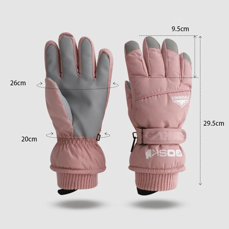 Winter Snowboard Ski Gloves PU Leather Non-slip Touch Screen Waterproof Motorcycle Cycling Fleece Warm Riding Gloves Women/Men