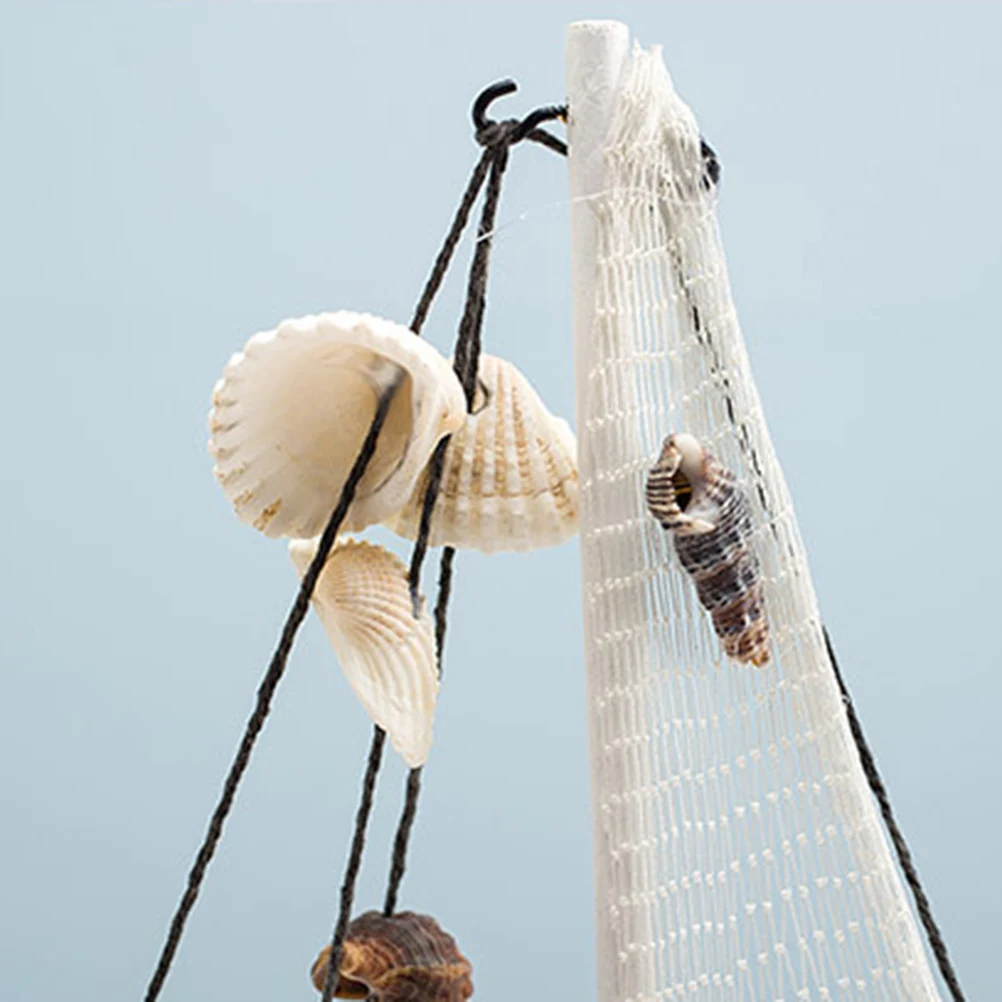

Wooden Shell Sailing Boat Handcrafted Resin Craft Ornament Home Decor Living Room Office Mediterranean Style Mini Ship