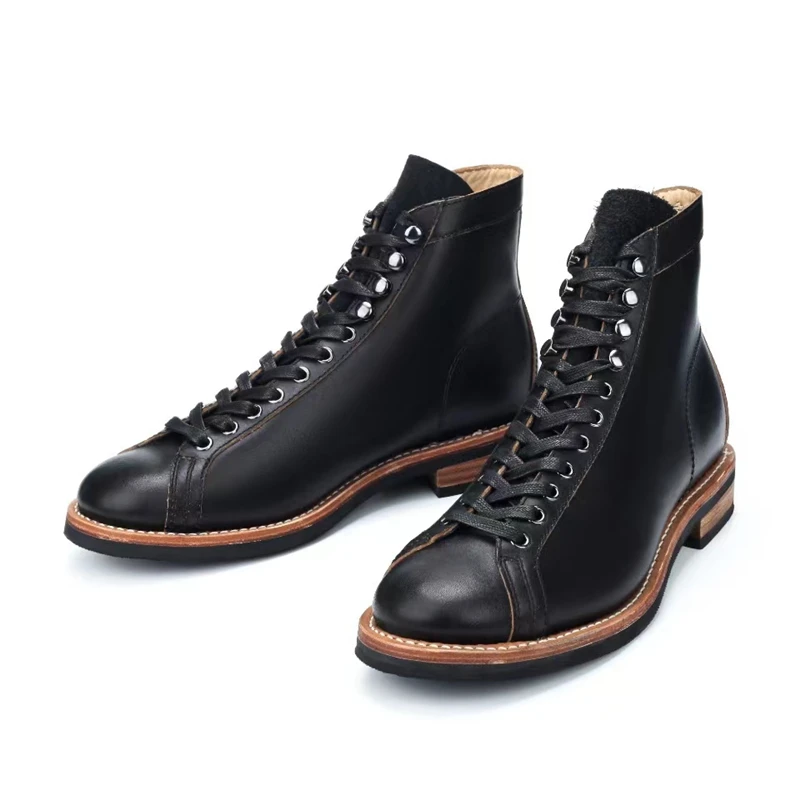 Handmade Goodyear-Welted Vintage Men Ankle Boots Top Quality Cow Leather Shoes Autumn Japanese Luxury Desert Motorcycle Boots