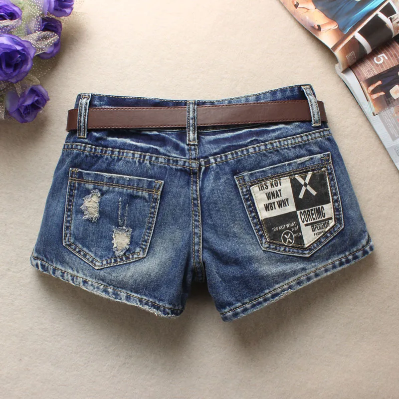 Denim Ripped Booty Shorts Sexy Mini Jeans Shorts Zippers Slim Summer Korean Version Female Split Hole Balck Hot Pants