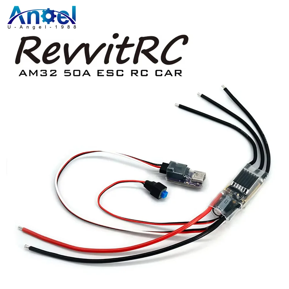 RevvitRC 50A فرش ESC AM32 BEC 7.4-8.4V 2-6S ل 1/8 1/10 مقياس السيارات محوري SCX10 Traxxas TRX-4 TRX-6