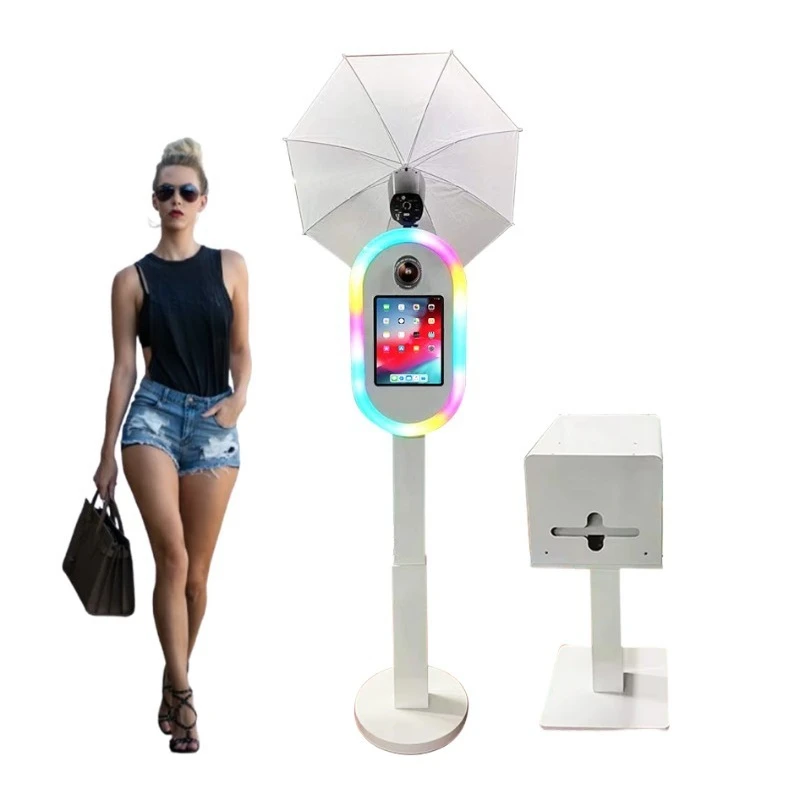 New Portable Oval DSLR iPad Photo Booth with Flash and Umbrella Selfie Booth DSLR iPad Photo Booth Case with Printer
