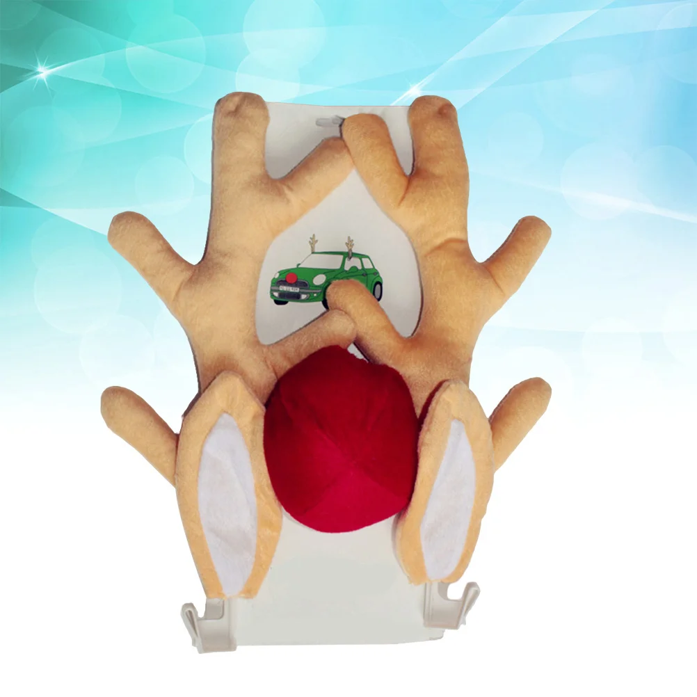 مجموعة زينة سيارة عيد الميلاد بتصميم قرون وأنف رائع لا حاجة إلى أدوات فكرة هدية لتزيين السيارة العصرية