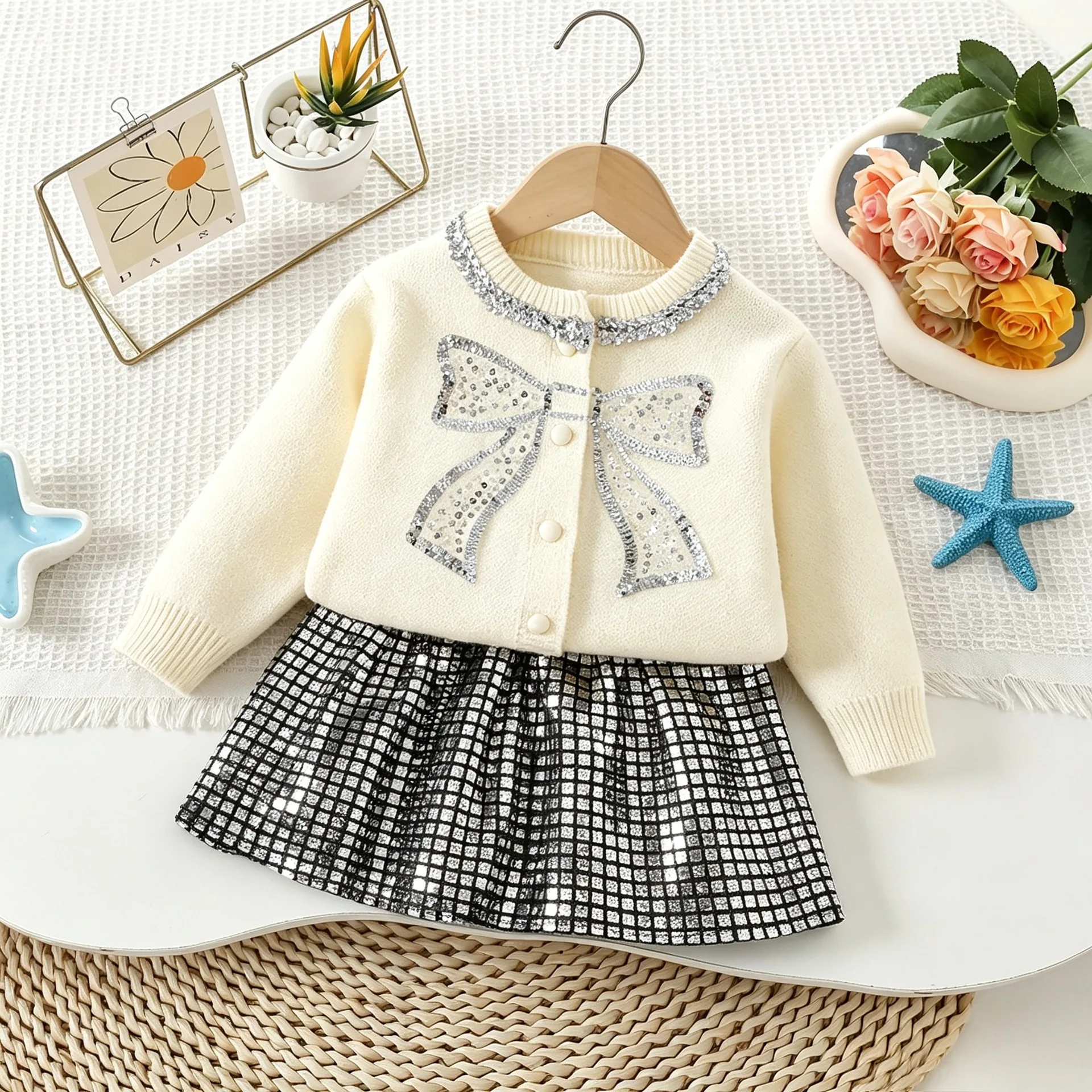 Chic Fall Winter Sweater kids' sets and outfits 2PCS SETS for Sweet Girls Clothes Knit and Pants Daily