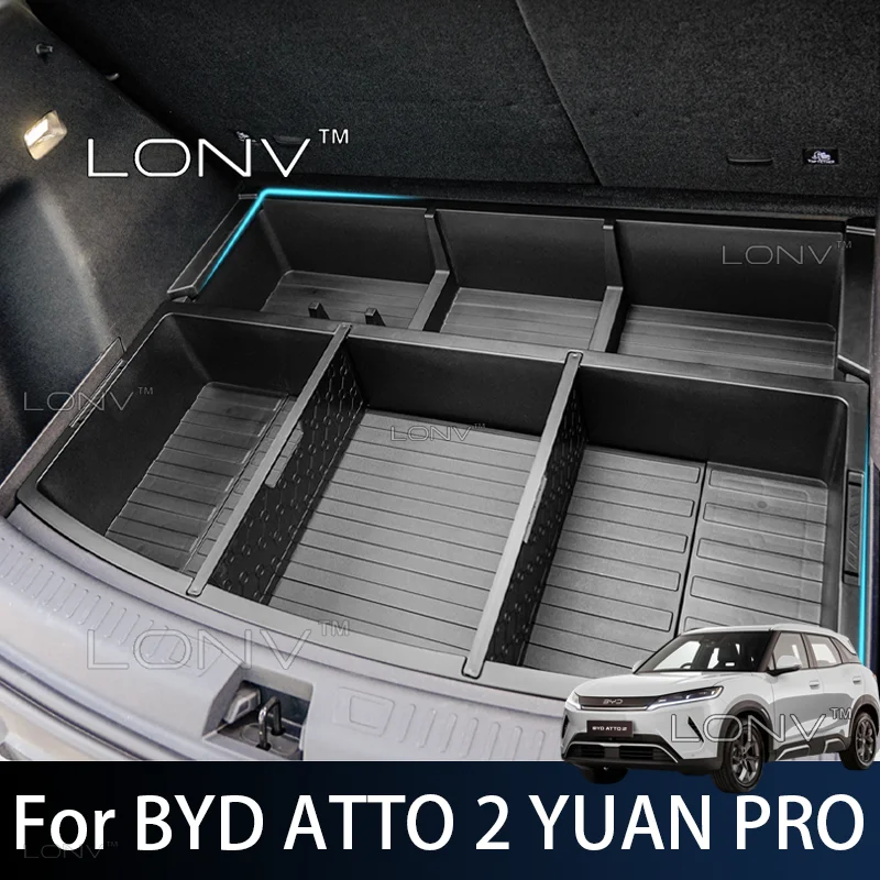 For BYD ATTO 2 YUAN PRO DMI EV 2026 2027 Car Trunk Luggage Panel Adapter Storage Box Invisible Interior Mouldings Accessories