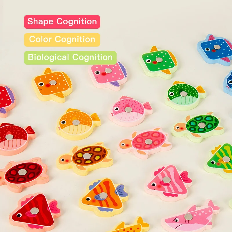 لعبة مونتيسوري للأطفال الصغار لعبة الصيد المغناطيسية لفرز الألوان على شكل مطابقة لعبة محرك رفيع هدايا تعليمية لمرحلة ما قبل المدرسة