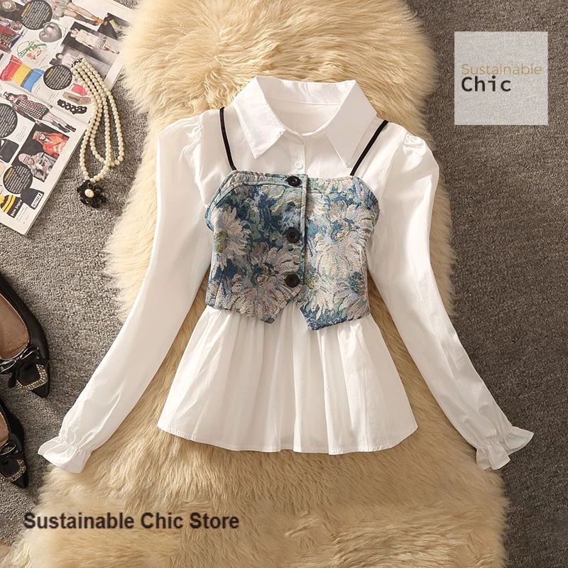 French wear a whole set of slim meat-covered tops for women's autumn and winter casual fashion blue long-sleeved two-piece suit.