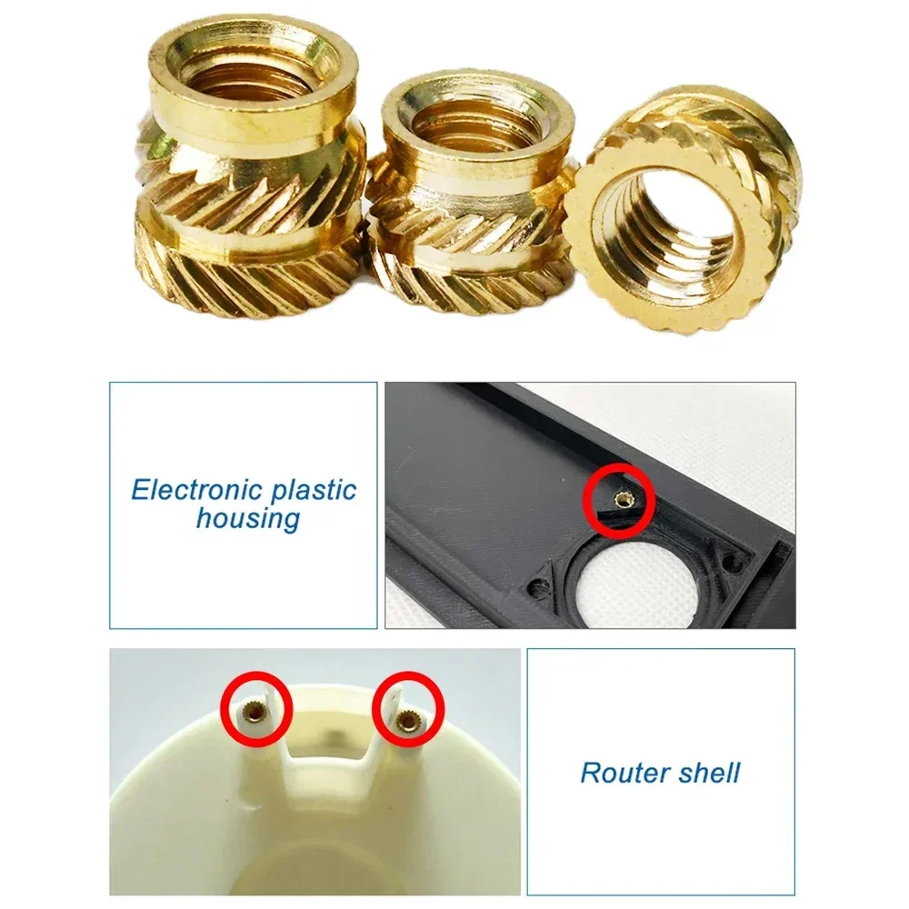 Écrou d\'insertion en laiton forgé Dallas, filetage mométrage thermofusible, moulage par injection thermique, écrou en cuivre enrobé, M1.4, M1.6,