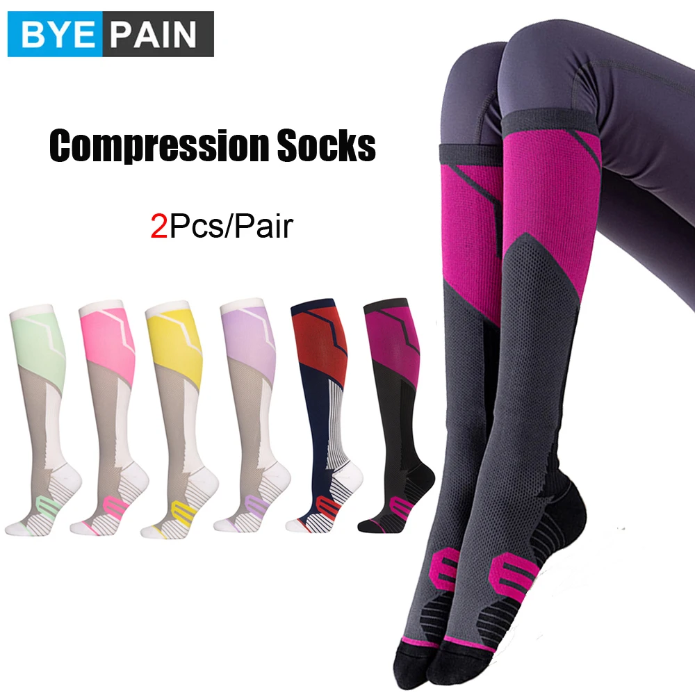 

BYEPAIN 1Pair Compression Socks for Women and Men Circulation-Best Support for Running, Athletic, Nursing, Travel