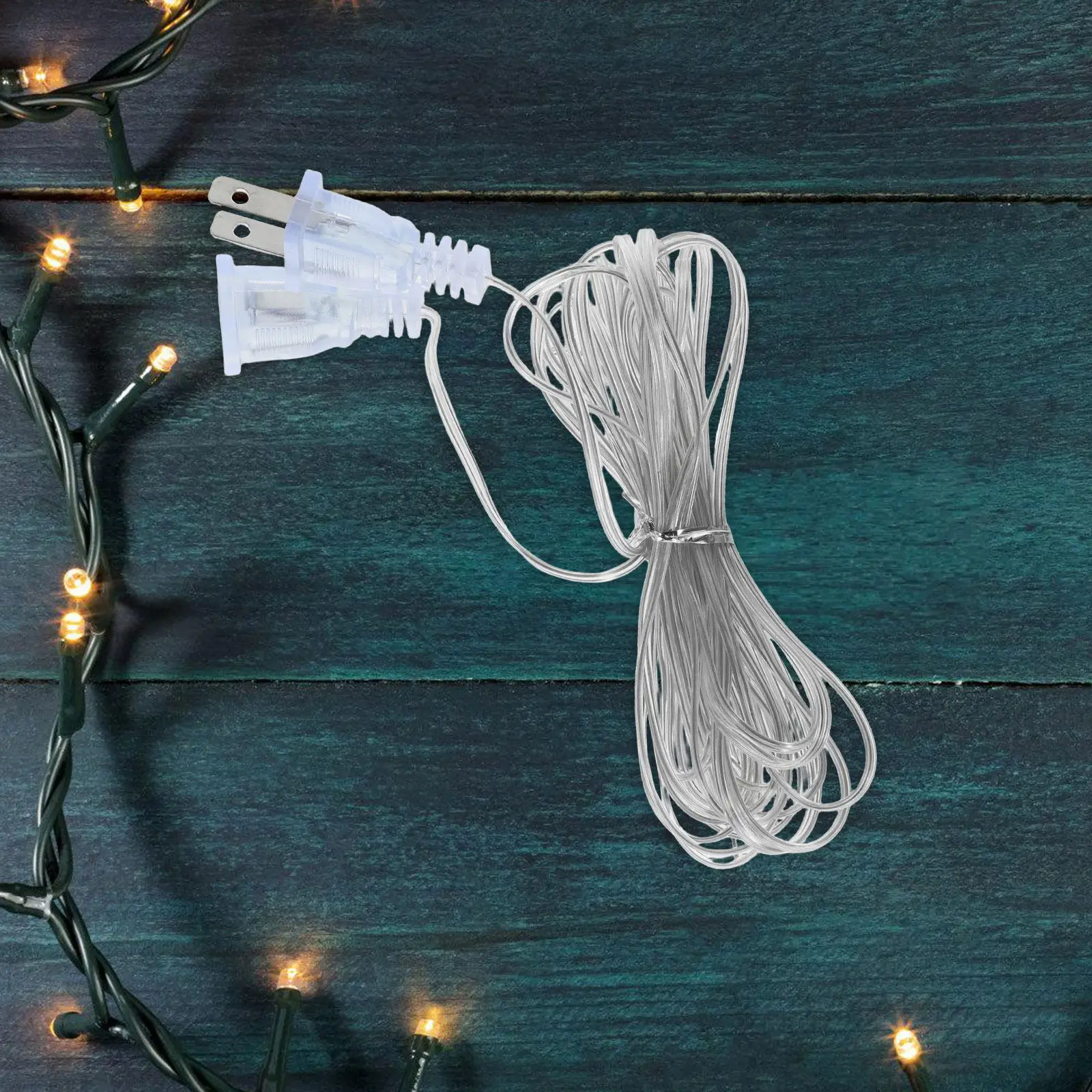 5Pcs Clear Extension Cord Indoor String Lights Extension Cable Transparent Power Cord for LED Light Strip Curtain Fairy Light