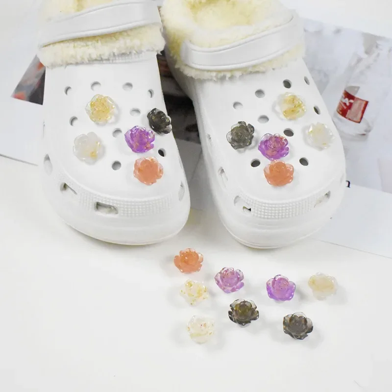 

Creative Camellia Hole Shoe Charms Decoration Shoe Buckle Beautiful and Colorful Roses DIY Shoes Flower Accessories