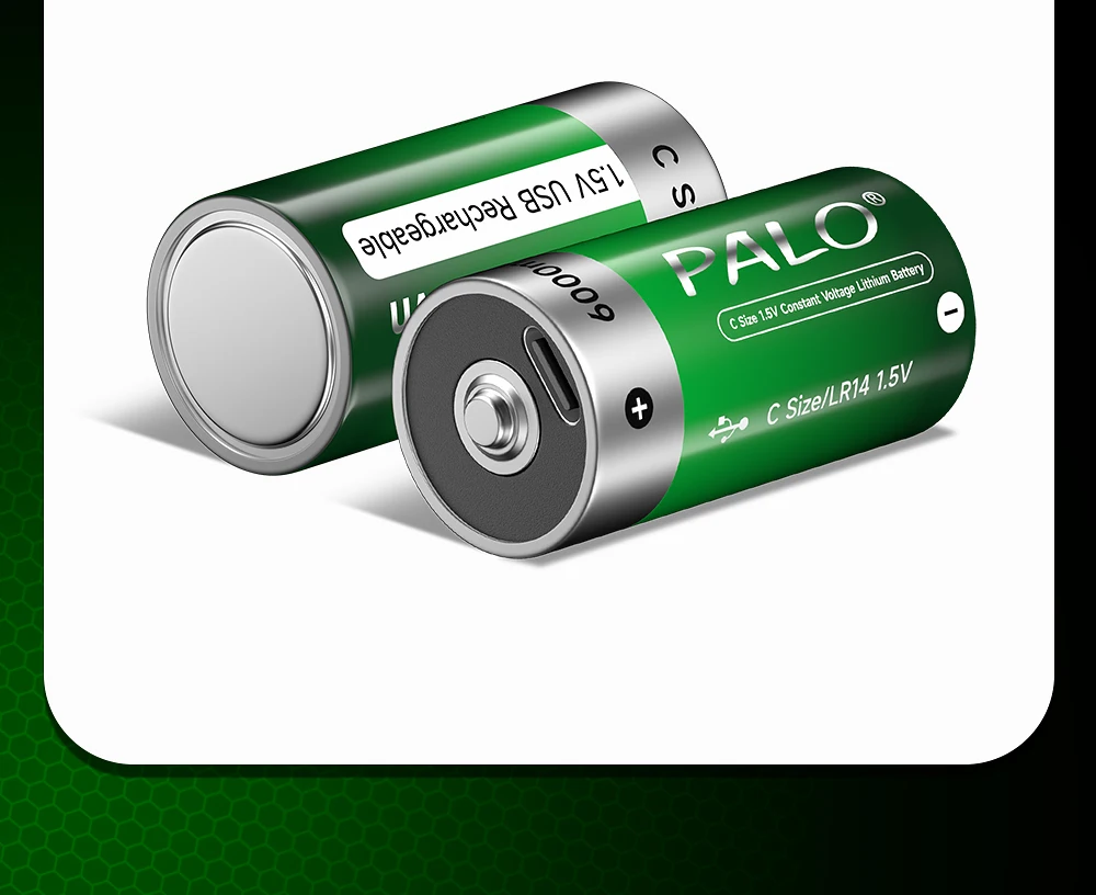 PALO 1,5V C-Größe Li-Ionen-Akku 6000mWh Typ C Wiederaufladbare Lithium-Batterien C-Größe Lipo LR14 Akku für Taschenlampen Gaskocher – Detail 14