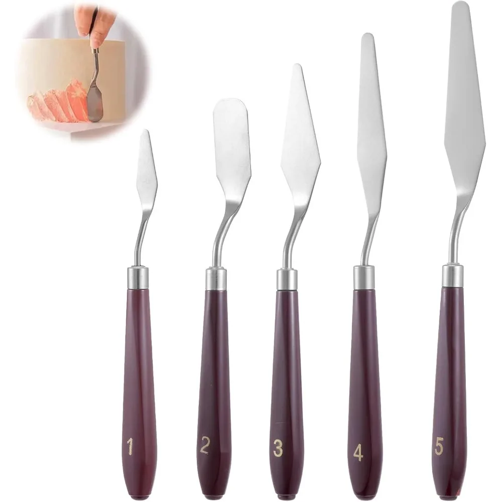 

5 Pcs Cake Cream Spatula, Stainless Steel Cake Palette Knife Offset Spatula Baking Pastry Tool for Cakes Fondant Chocola