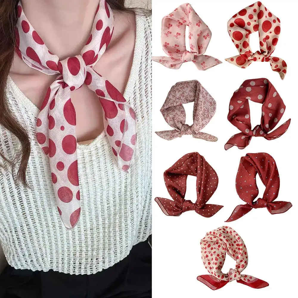 البولكا نقطة الطباعة وشاح مربع النمط الفرنسي تنوعا الشعر وشاح عصابة رأس عصابات الرجعية هيرباند الحجاب شال التفاف عمامة
