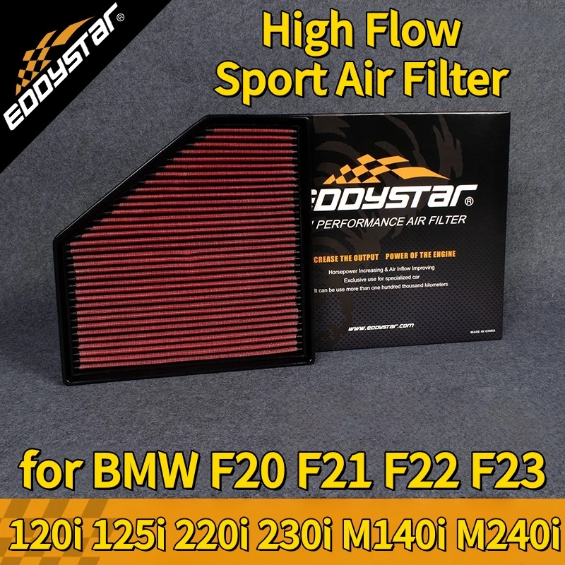 High Flow Sport Air Filter for BMW F20 F21 F22 F23 120i 125i 220i 230i M140i M240i XDrive Washable Racing Intake Filters