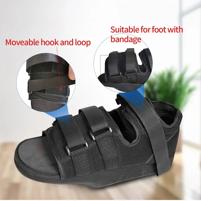 Post-op Shoes Heel Wedge Healing Shoe Lightweight Heel Relief Orthopedic Foot Brace Offloading Shoes for Fracture, Ulcerations