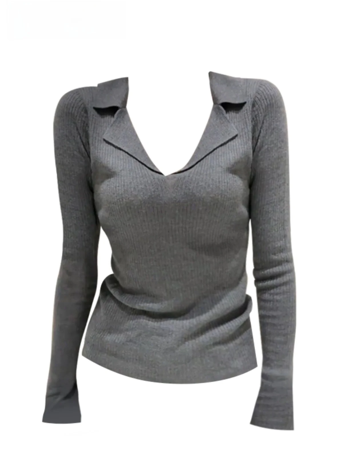

Faionable V-Ne Long Sve Knitwear Loose Slimming Belly Covering Top for plus Size Women Spring New Arrival Korean Sle